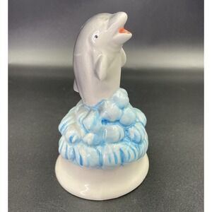 Vintage St Augustin Souvenir Bell Ceramic Dolphin Wave Working Clacker Beach EUC